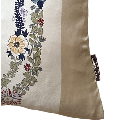 Brides de Gala en Fleurs Vintage Silk Scarf Lumbar Pillow 35"
