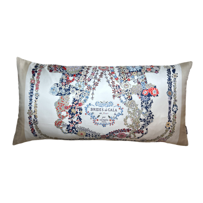 Brides de Gala en Fleurs Vintage Silk Scarf Lumbar Pillow 35"