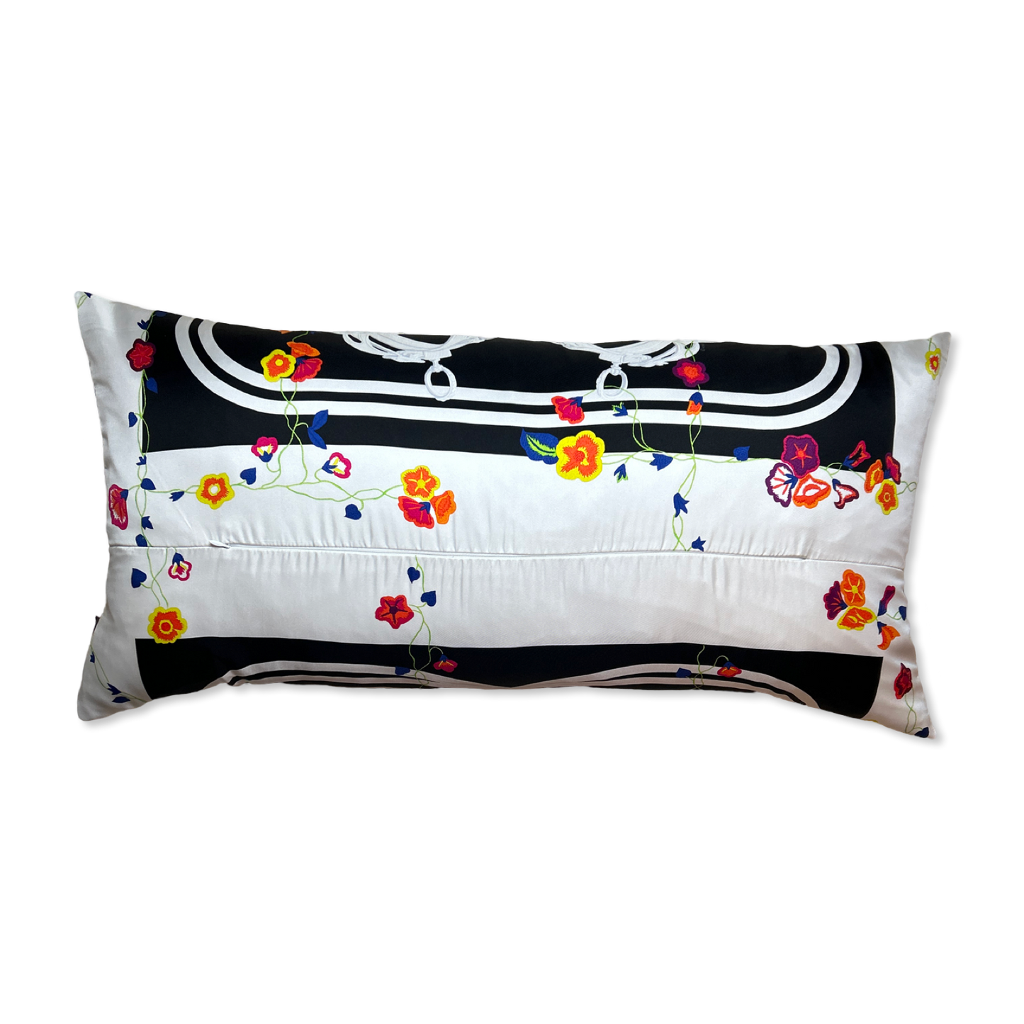 Brides de Gala Fleuries Vintage Silk Scarf Lumbar Pillow 35"