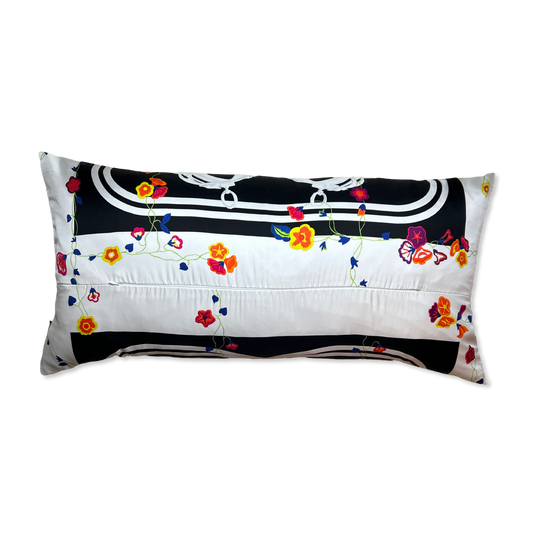 Brides de Gala Fleuries Vintage Silk Scarf Lumbar Pillow 35"