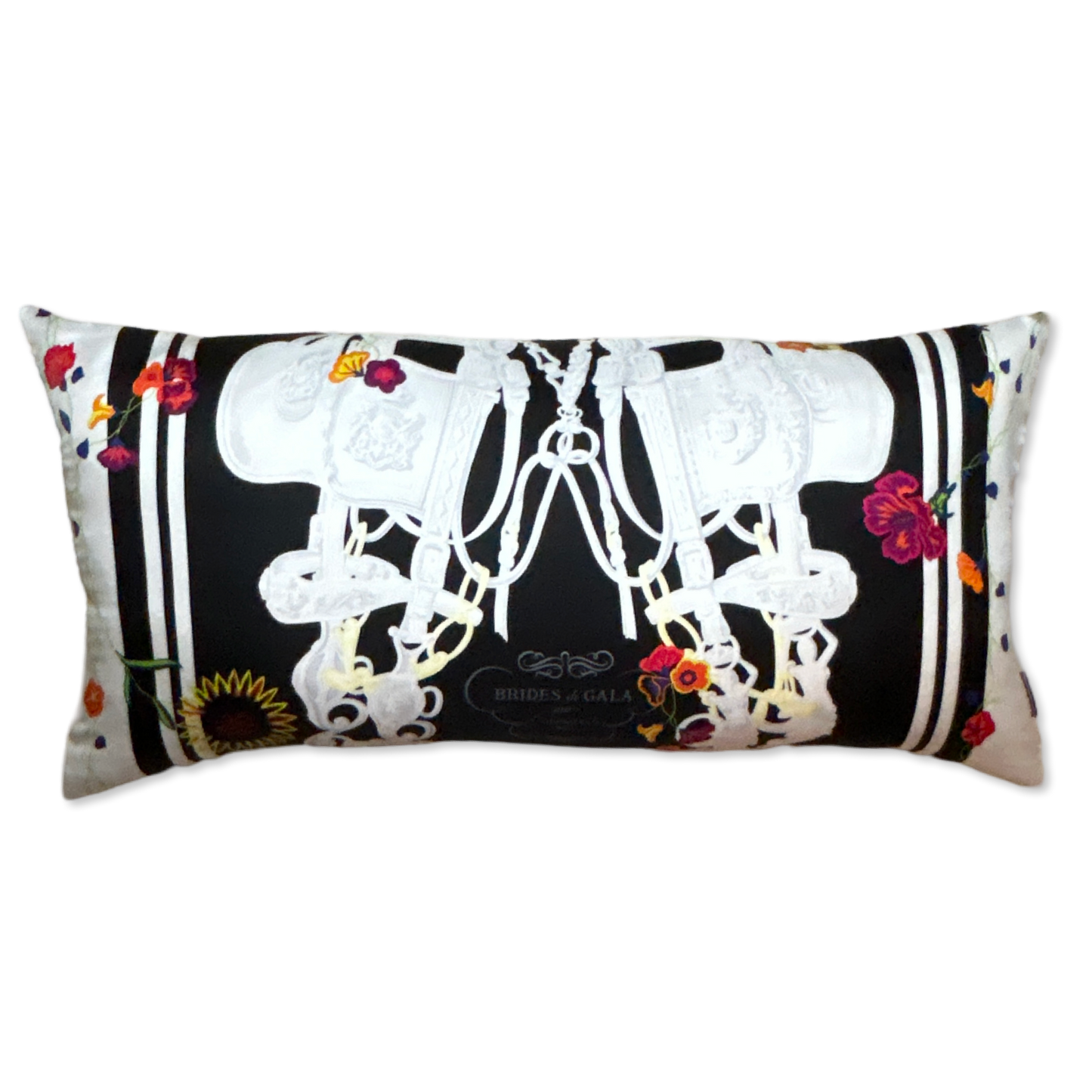 Brides de Gala Fleuries Vintage Silk Scarf Lumbar Pillow 35"