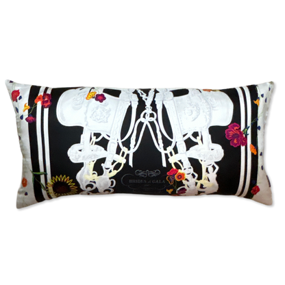 Brides de Gala Fleuries Vintage Silk Scarf Lumbar Pillow 35"