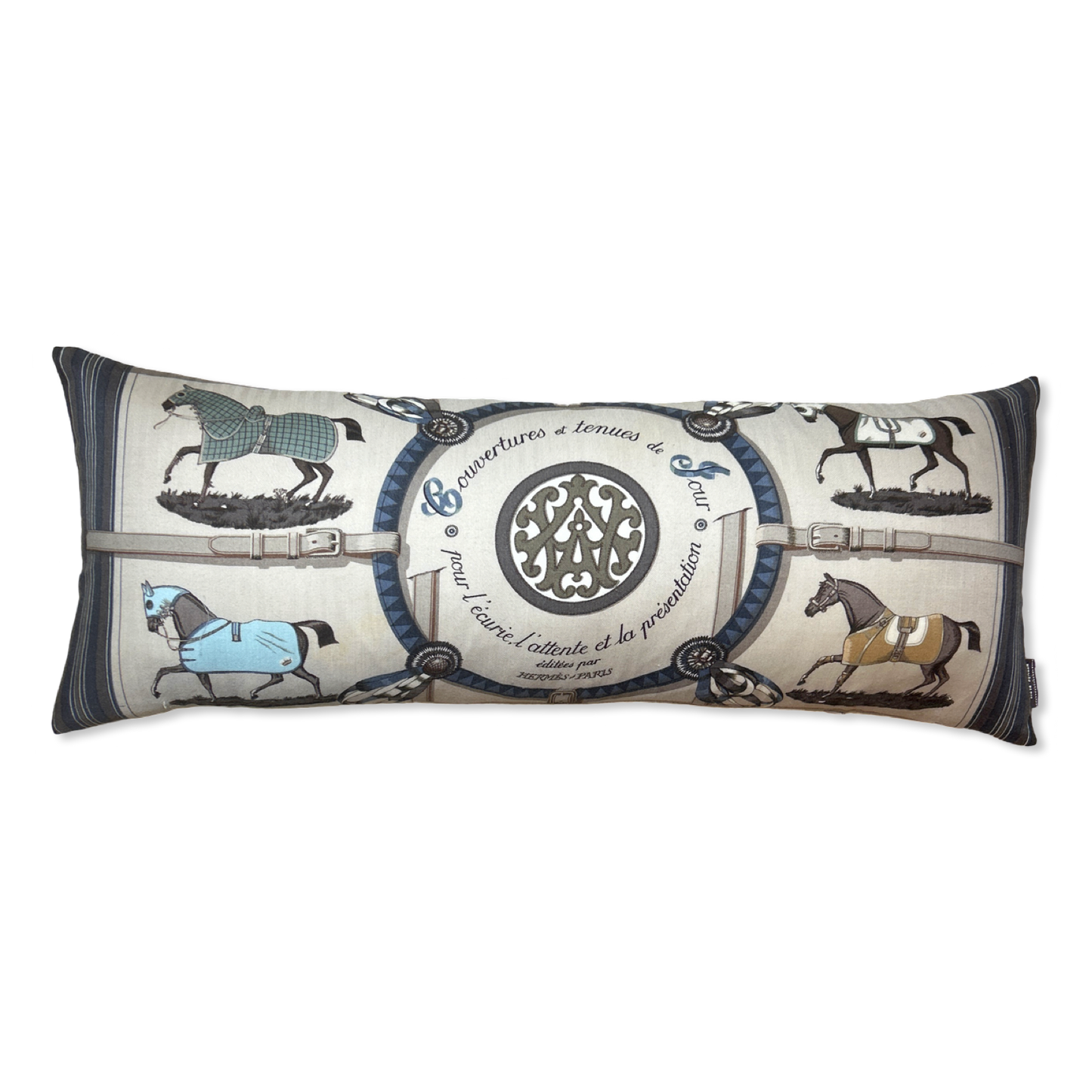 Couvertures et Tenues du Jour Vintage Cashmere & Silk Scarf Lumbar Pillow 35"