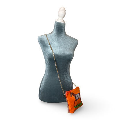 Couvertures et Tenues du Jour Orange Vintage Scarf Crossbody Bag