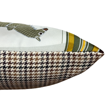 Couvertures et Tenues du Jour Neutral Vintage Silk Scarf Lumbar Pillow 35"