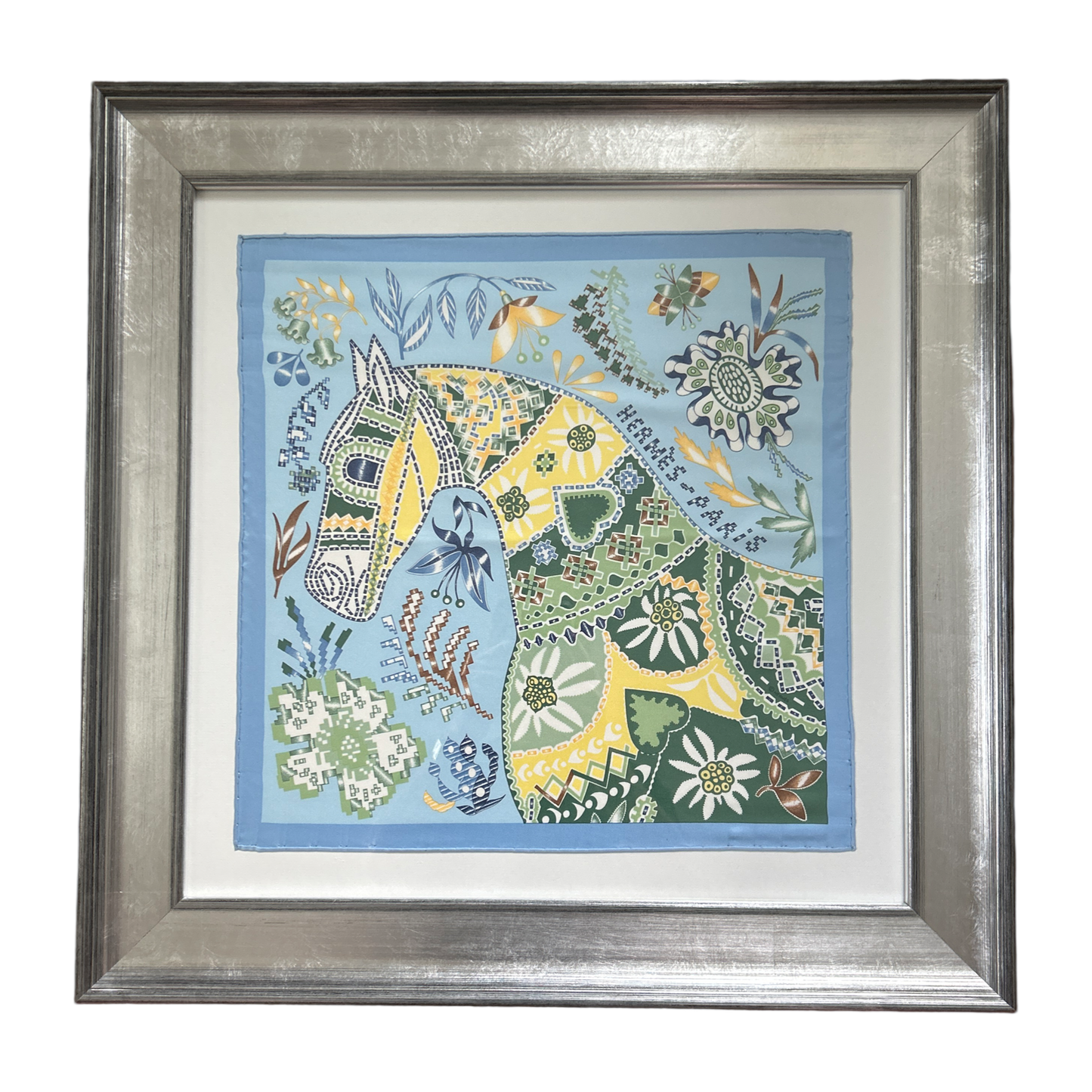 En Attendant Ulysse Framed Vintage Silk Scarf 24"