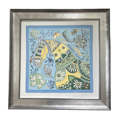 En Attendant Ulysse Framed Vintage Silk Scarf 24"
