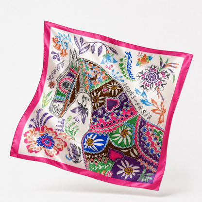 En Attendant Ulysse Vintage Silk Scarf Rose Pillow 17"