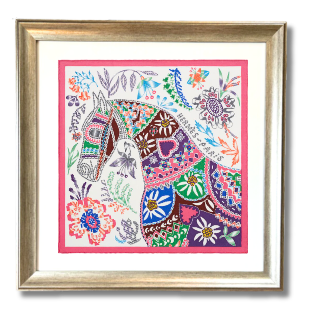 En Attendant Ulysse Framed Vintage Silk Scarf 24"