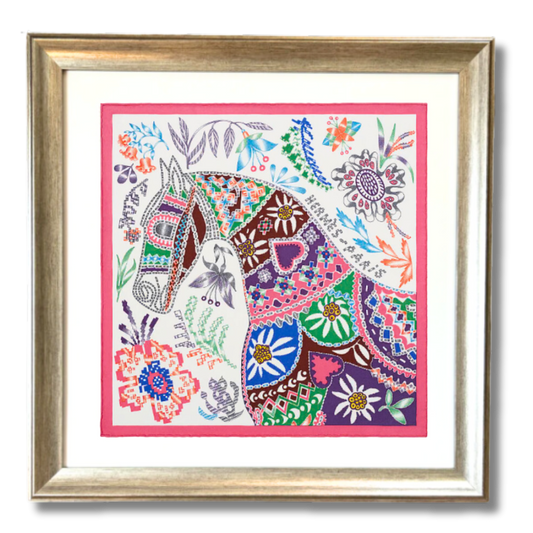 En Attendant Ulysse Framed Vintage Silk Scarf 24"