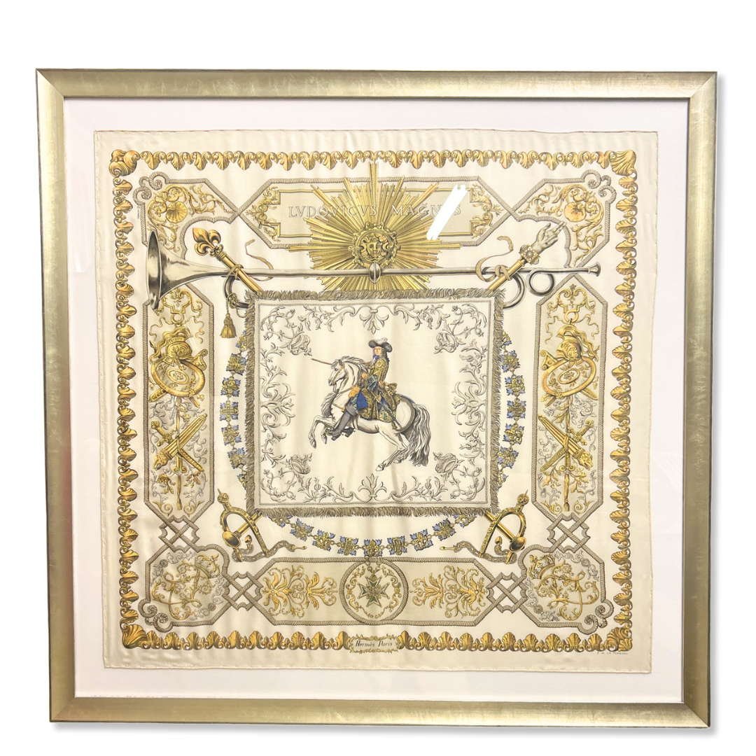Louis XIV Vintage Framed Silk Scarf 42"