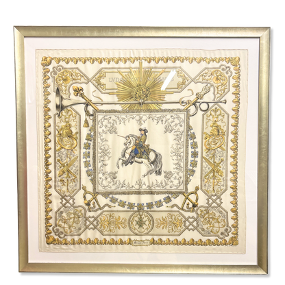 Louis XIV Vintage Framed Silk Scarf 42"