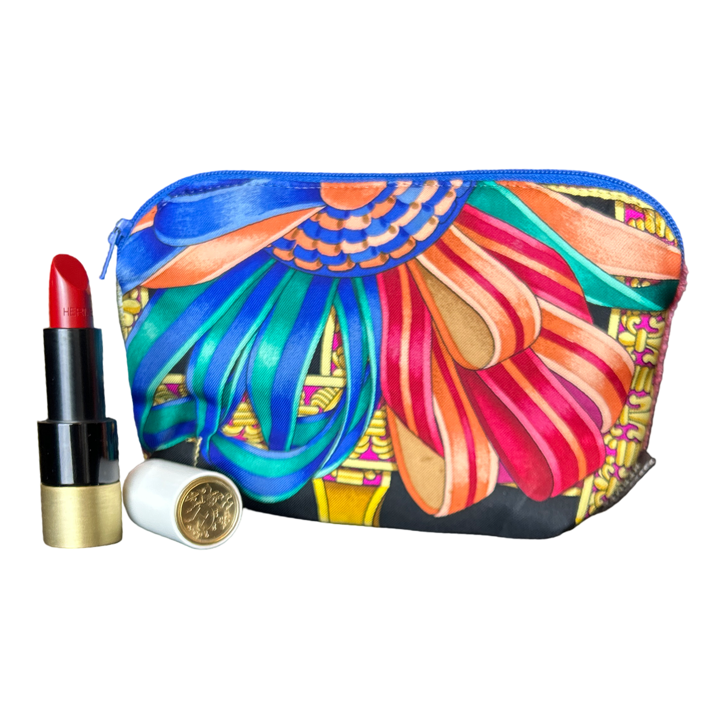 Rubans du Cheval Noir Vintage Silk Scarf Beauty Bag