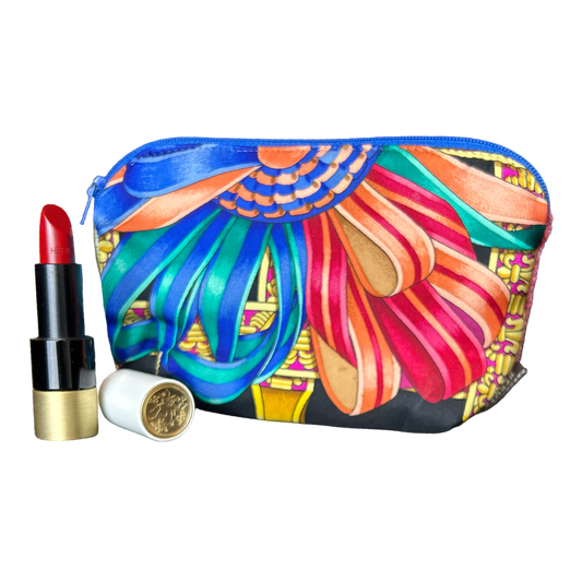 Rubans du Cheval Noir Vintage Silk Scarf Beauty Bag