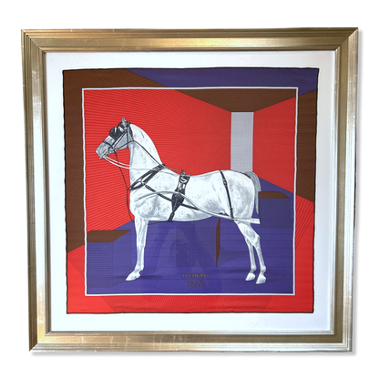 H Cheval Framed Vintage Silk Scarf 34"