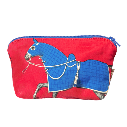 Couvertures et Tenues du Jour Red Vintage Silk Scarf Beauty Bag
