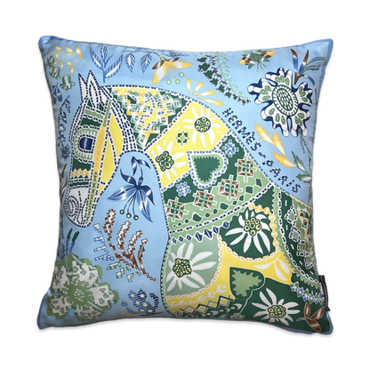 En Attendant Ulysse Vintage Silk Scarf Pillow 17"