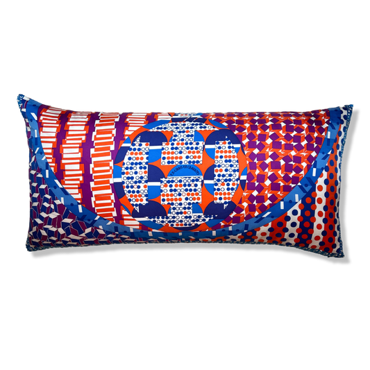 Ex Libris en Cravates Vintage Silk Scarf Lumbar Pillow 35"