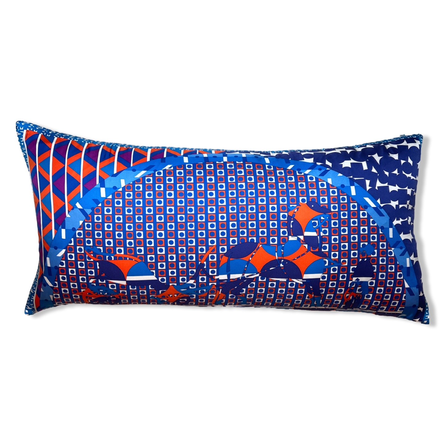 Ex Libris en Cravates Vintage Silk Scarf Lumbar Pillow 35"