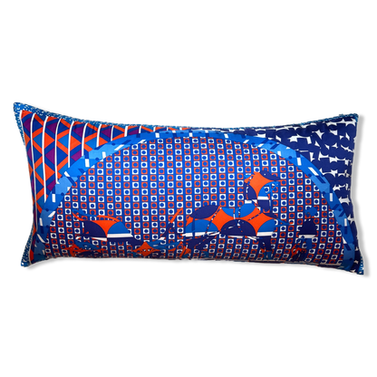 Ex Libris en Cravates Vintage Silk Scarf Lumbar Pillow 35"