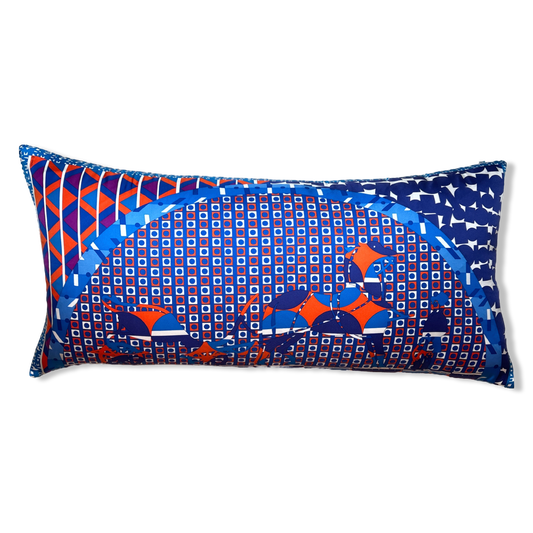 Ex Libris en Cravates Vintage Silk Scarf Lumbar Pillow 35"