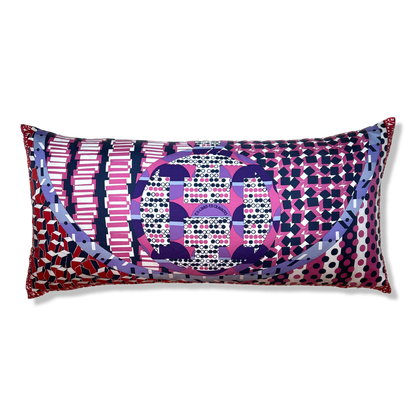 Ex Libris en Cravates Vintage Silk Scarf Lumbar Pillow 35"