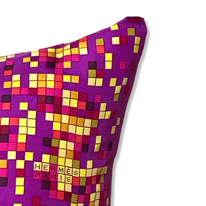 Mosaique au 24 Vintage Silk Scarf Lumbar Pillow 35"