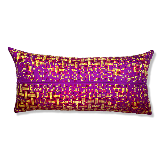 Mosaique au 24 Vintage Silk Scarf Lumbar Pillow 35"