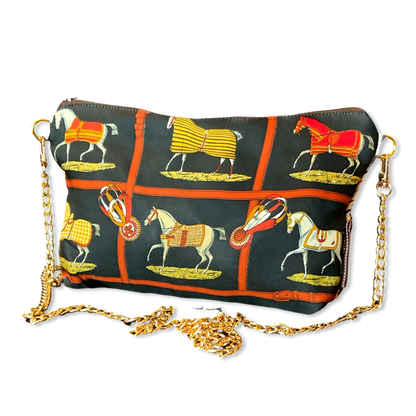 Petites Chevaux Noir Vintage Scarf Crossbody Bag
