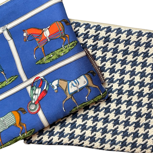 Petites Chevaux Blue Vintage Scarf Crossbody Bag