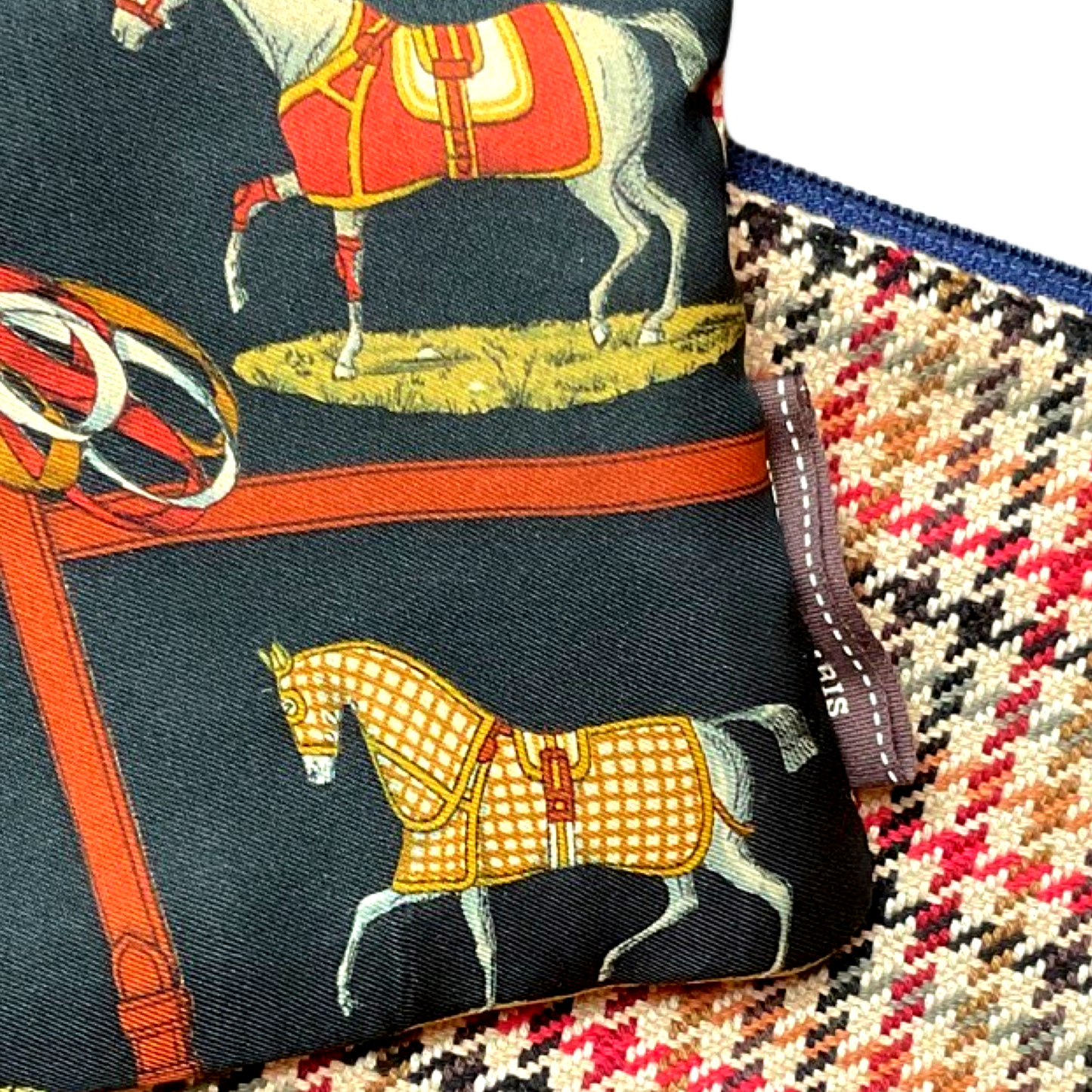 Petites Chevaux Noir Vintage Scarf Crossbody Bag