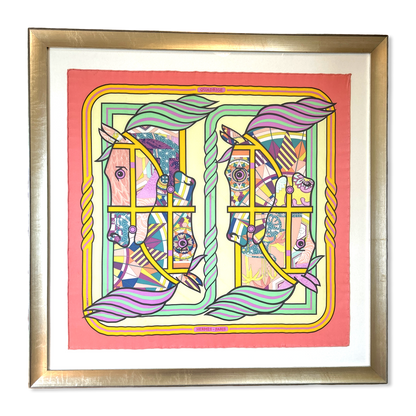 Quadrige Framed Vintage Silk Scarf 34"