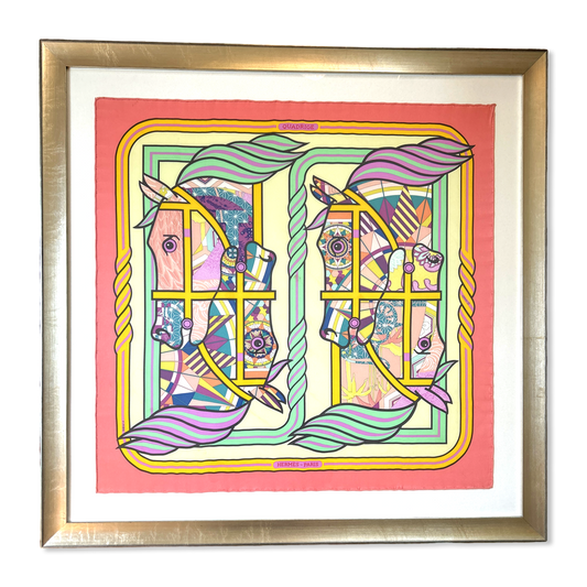 Quadrige Framed Vintage Silk Scarf 34"