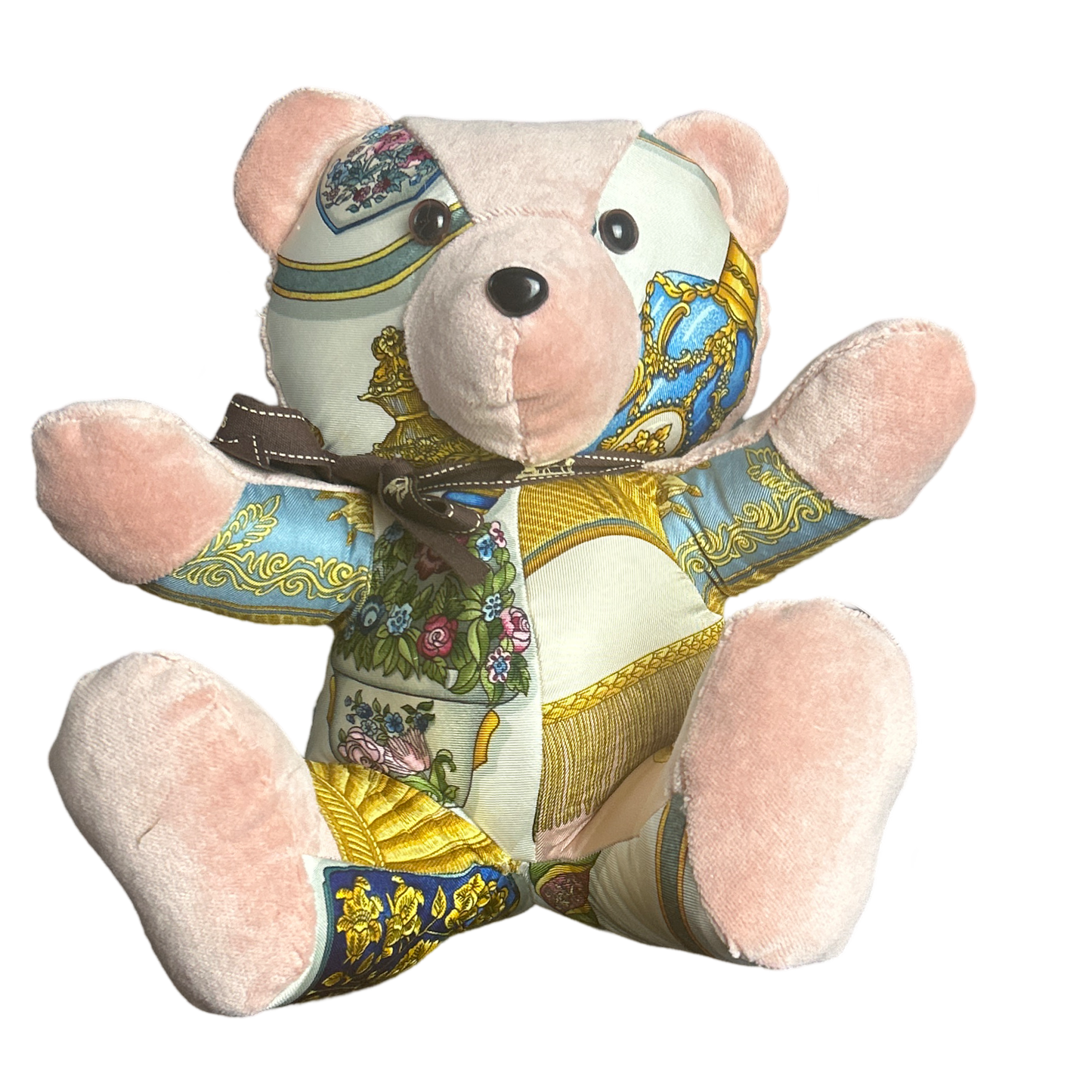 Qu'Importe le Flacon  Vintage Silk Scarf Tender Teddy Bear