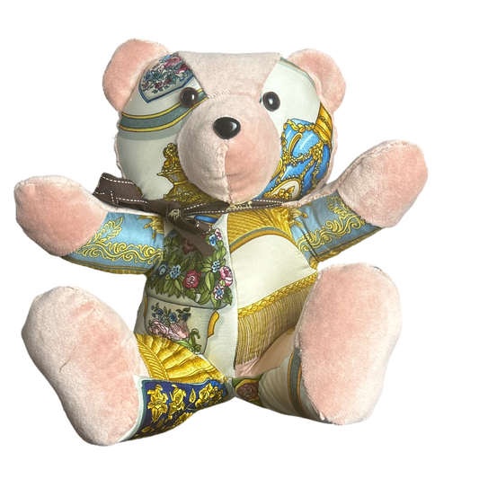 Qu'Importe le Flacon  Vintage Silk Scarf Tender Teddy Bear