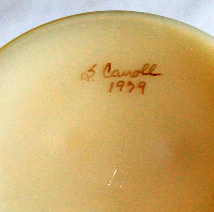 Hand Painted Westmoreland Milk Glass Footed Bowl - Signed by Artist
