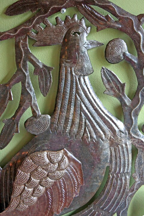 Large Hand-Cut Metal Rooster Wall Art: Country Folk Decor