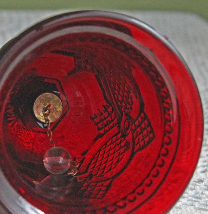 Glass Bell by Avon - Cape Cod Collection Ruby Color Sandwich Glass