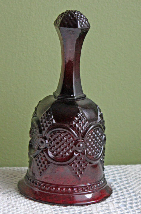Glass Bell by Avon - Cape Cod Collection Ruby Color Sandwich Glass