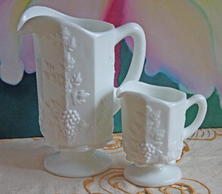 Vintage Hobnail Milk Glass Pitcher, 64 oz