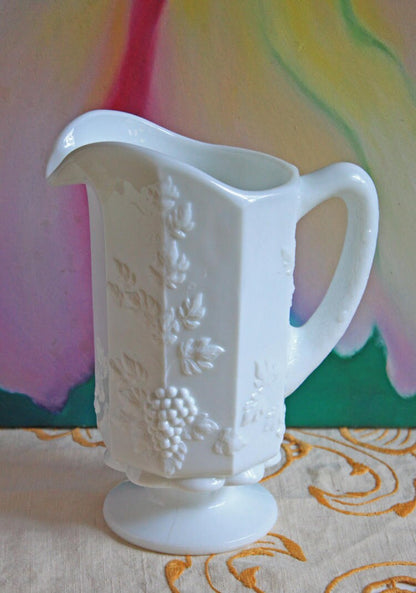 Vintage Hobnail Milk Glass Pitcher, 64 oz