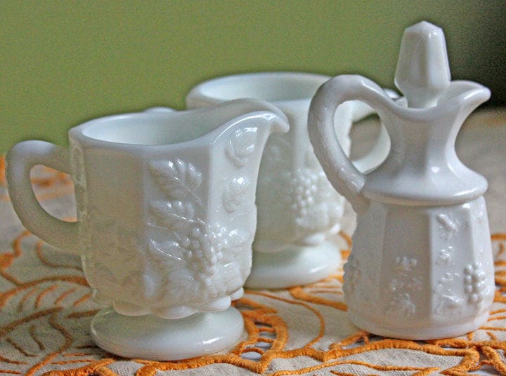 Vintage Hobnail Milk Glass Pitcher, 64 oz