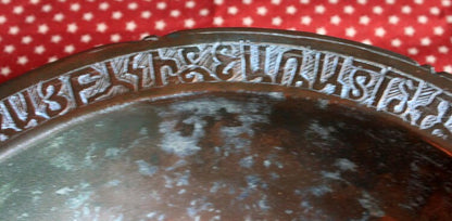 Antique Indian Hammered Copper Bowl – Large Hand-Pounded Tinned Rustic Pan