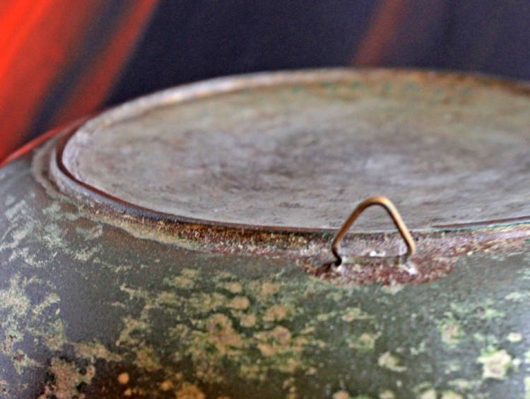 Antique Indian Hammered Copper Bowl – Large Hand-Pounded Tinned Rustic Pan
