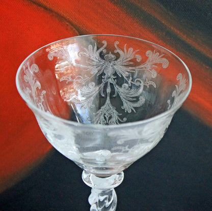 Tiffin Franciscan Byzantine Pattern Juice Stemmed Glasses - Set of Six