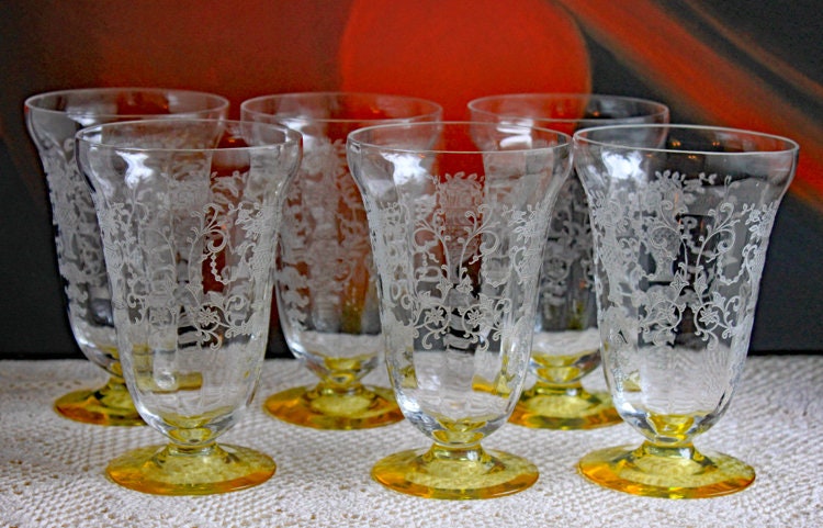 Vintage Fostoria Crystal Glasses in Pink. Tall Claret Light Pink Stemware. Set of Five Footed Glassware for Fine Dining.