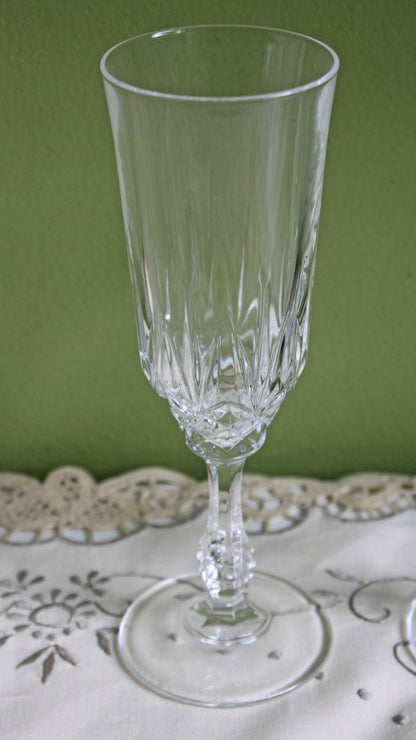 Vintage Crystal Stemware Glasses - Set of 8, Ornate Stem Barware