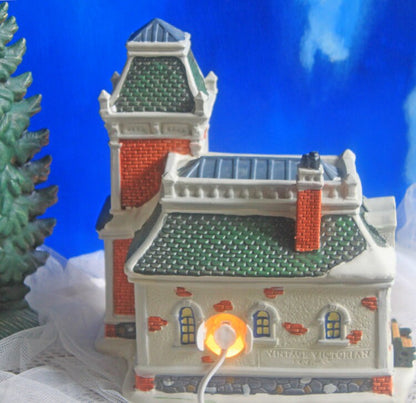 Victorian Train Station. Illuminated Christmas Village House. Potterville Station. Holiday Time. Holiday Decor.