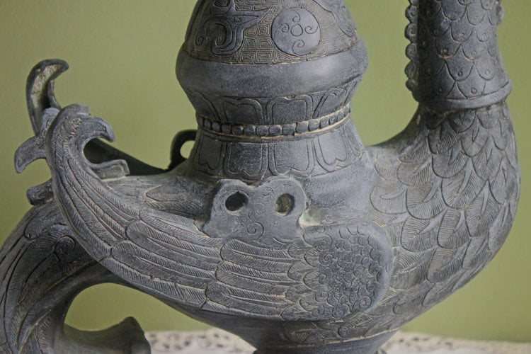Antique Bronze Bird Incense Burner, Asian Ritual Vessel