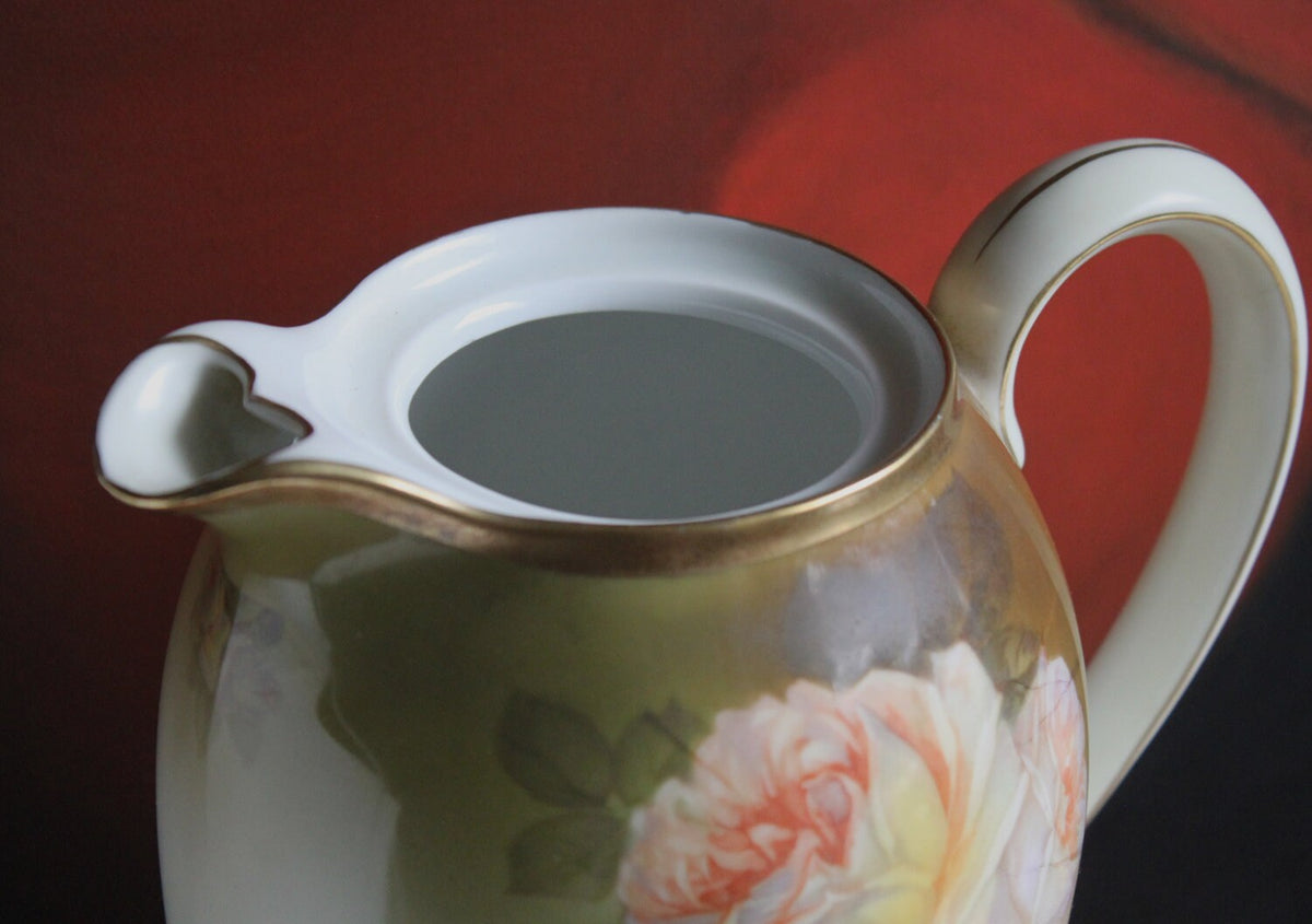 Bavarian Coffee Pot by Schwartzburg with Yellow Roses on Green Background